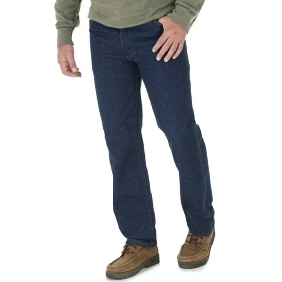 NWT Wrangler Rustler 48x32 Men's Plus Regular Fit Straight Leg Dark Wash Jeans - Picture 1 of 6